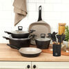 Kit Batería de Cocina Classic Simplit + Set 12 Utensilios Negro