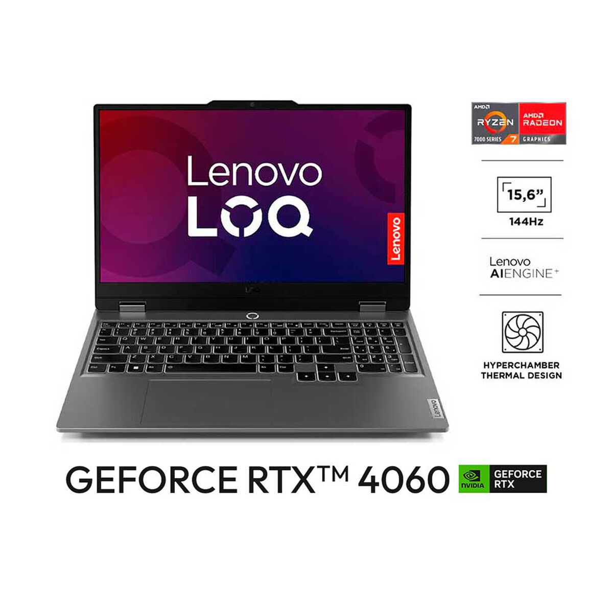 Notebook Gamer Lenovo LOQ AMD RYZEN 7 24GB 512GB 15,6" NVIDIA GeForce RTX 4060