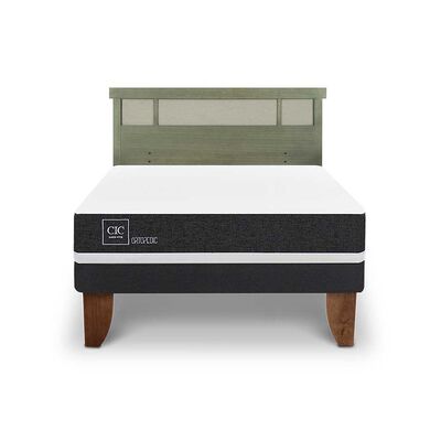 Cama Europea CIC 2 Plazas Ortopedic + Respaldo Dublin Olivo