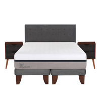 Cama Europea Balance King Base Dividida + Mueble + Respaldo Eufrates