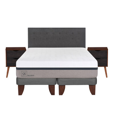 Cama Europea Balance King Base Dividida + Mueble + Respaldo Eufrates