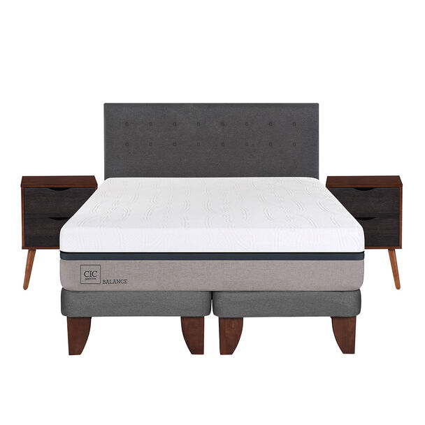 Cama Europea Balance King Base Dividida + Mueble + Respaldo Eufrates