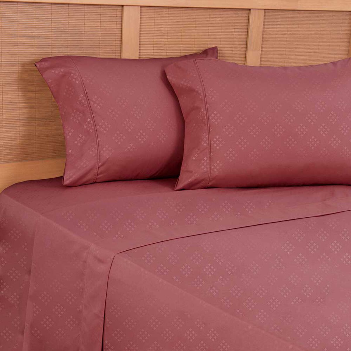 Juego de S&aacute;banas Embossed Plumetti 2 Plazas Mimosa Rojo