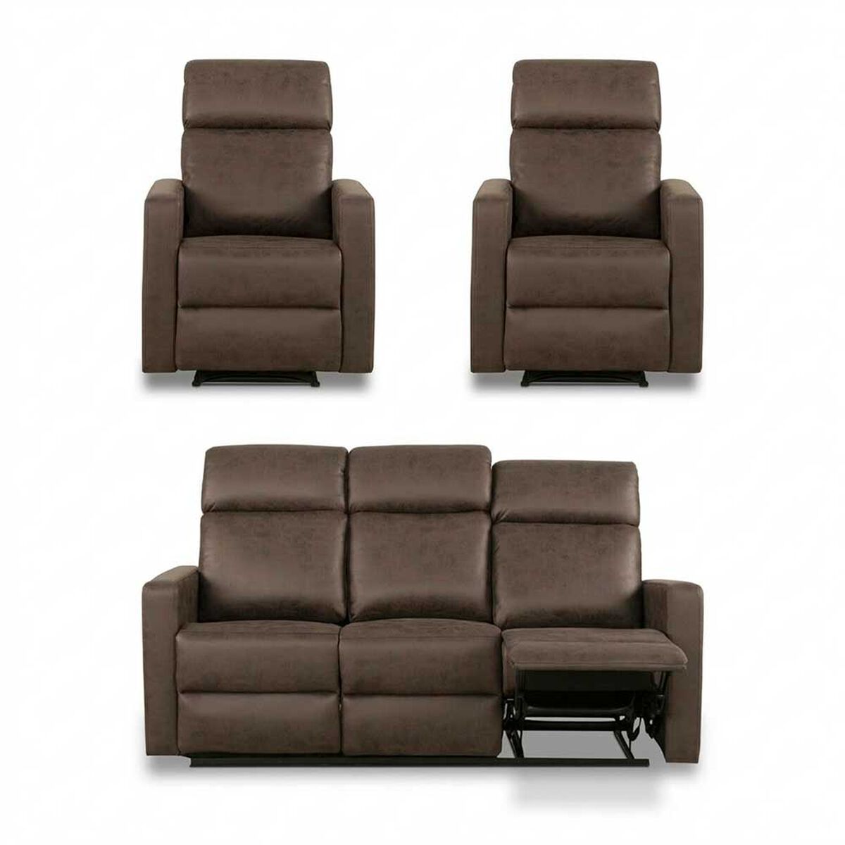 Juego de Living Reclinable CIC Asturias 3C+1C+1C Caf&eacute;