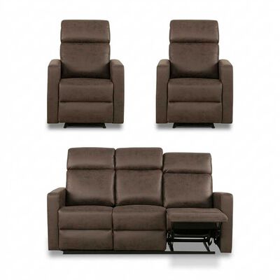Juego de Living Reclinable CIC Asturias 3C+1C+1C Caf&eacute;