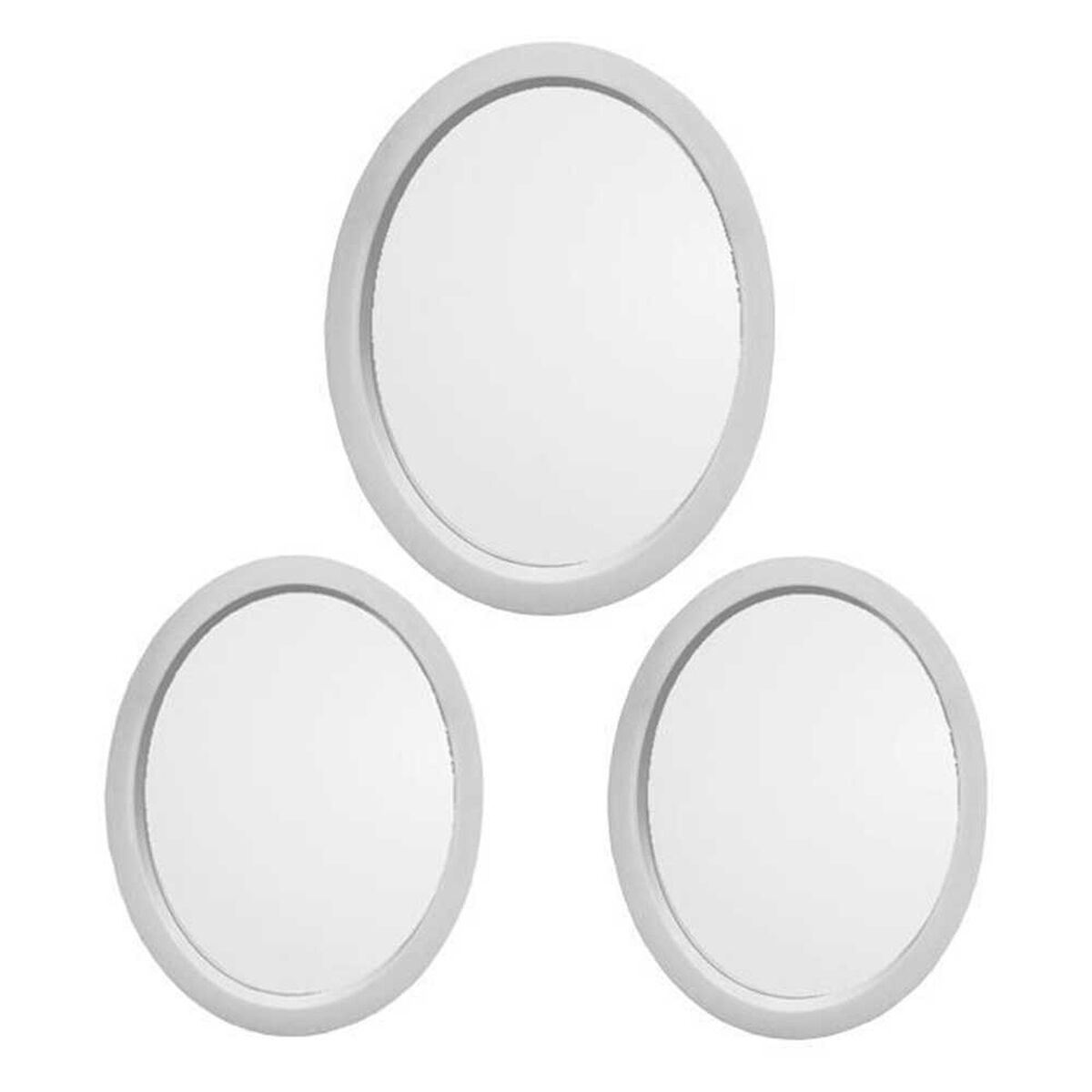 Set 3 Espejos Pl&aacute;stico Vgo para Colgar Ovalado 26 cm Blanco