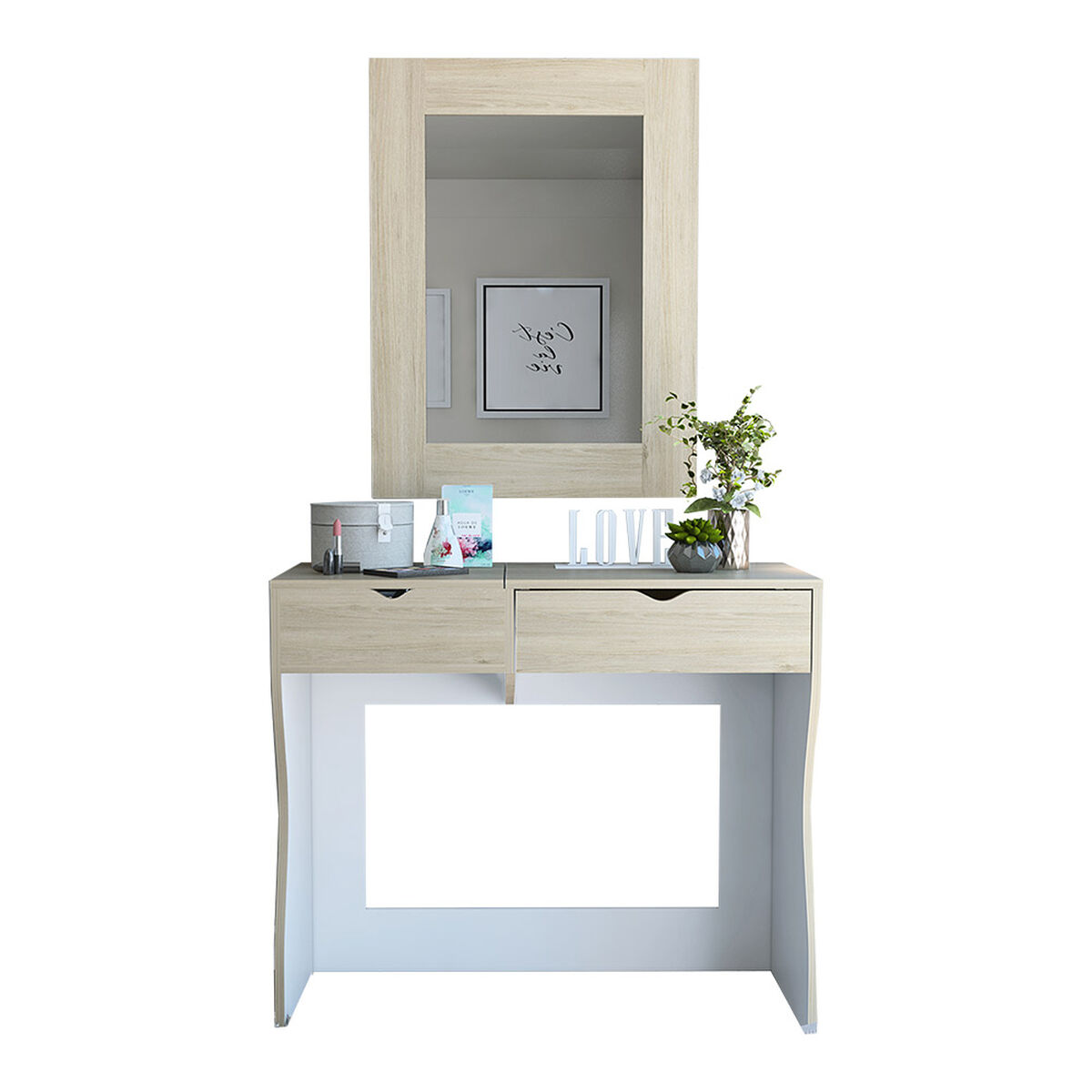 Mueble De Tocador + Espejo Perla