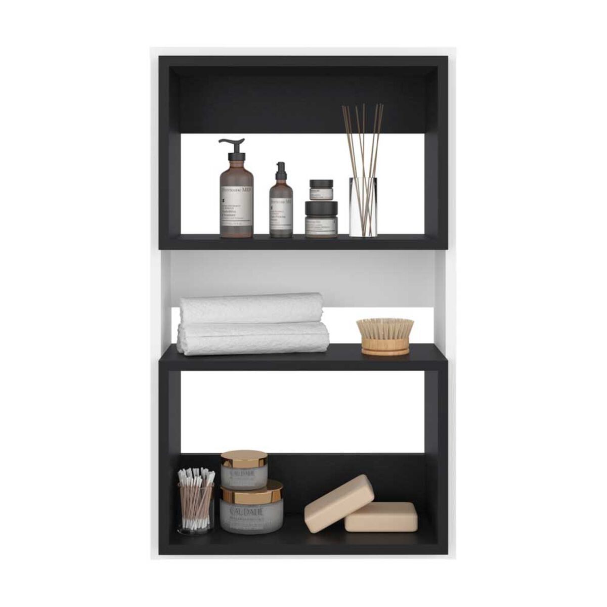 Mueble Auxilar Muro Baño Tuhome Eco Blanco y Wengue 