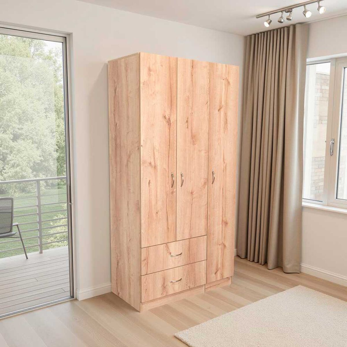 Closet Tuhome Austral 2 Cajones 3 Puertas Duna-Blanco