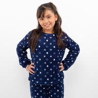 Pijama Polar Niña Chess Azul, Coral, Rosado