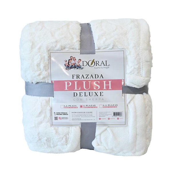 Frazada Poliéster Doral 2 Plazas Deluxe Blanco