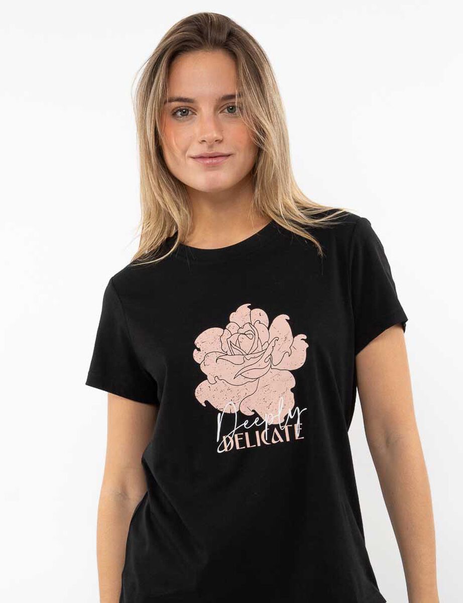 Polera Con Estampado Manga Corta Mujer Icono