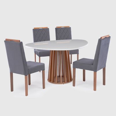 Juego de Comedor Roca Toledo 4 Sillas Ceniza