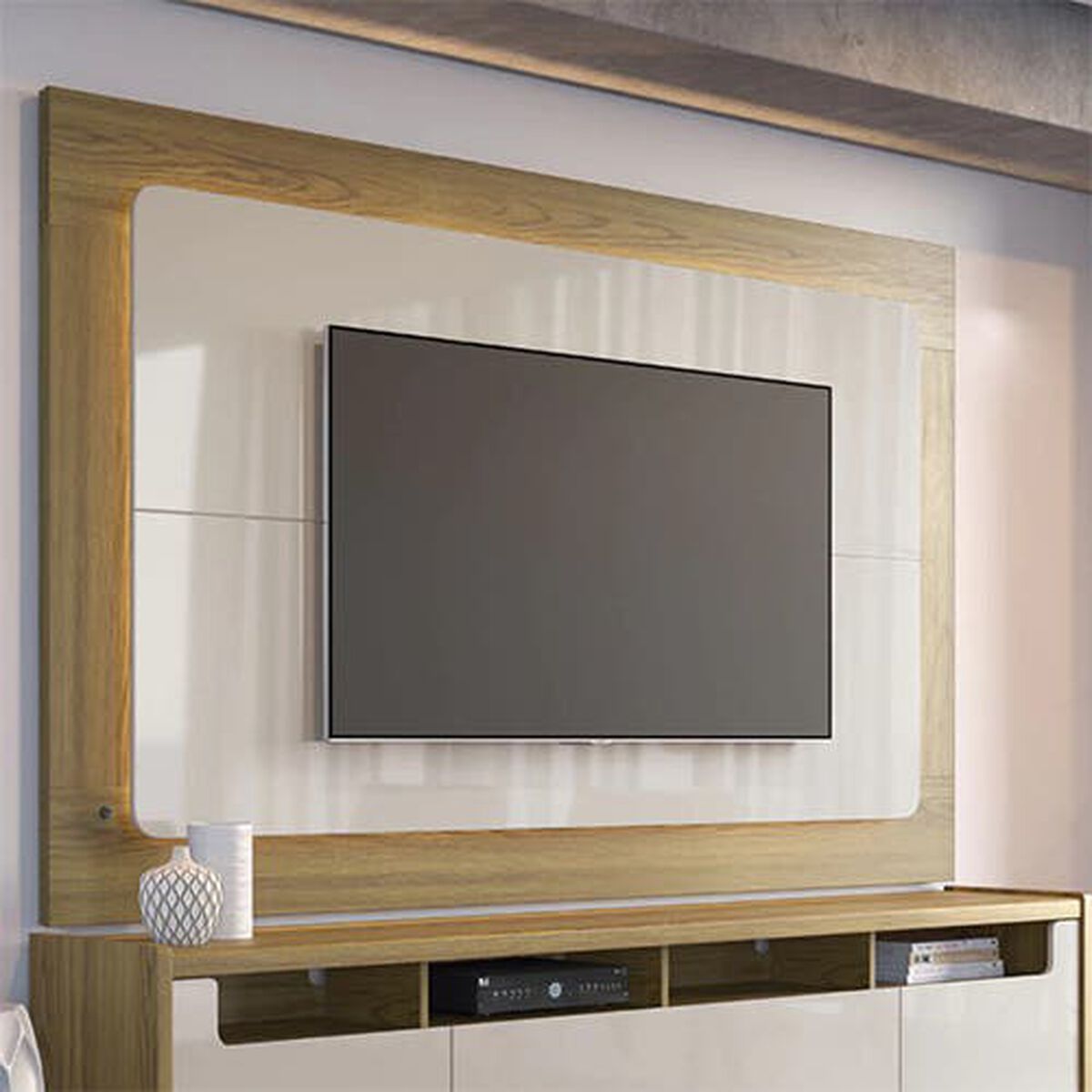 Panel TV Decocasa Oslo Hasta 75" Castaño Off White