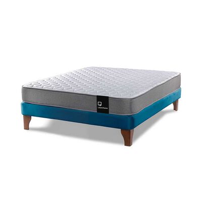 Imagen 1 del producto Cama Europea Latam Home Full Zen Best Tela Velvet Azul Petróleo