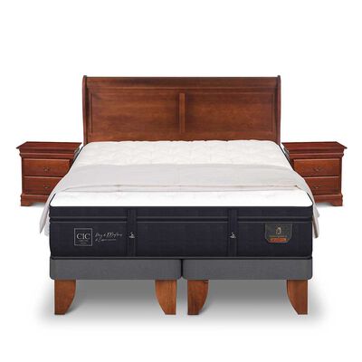 CIC Cama Europea CIC Base Dividida King Súper Premium + Respaldo + Veladores + Plumón Ganso