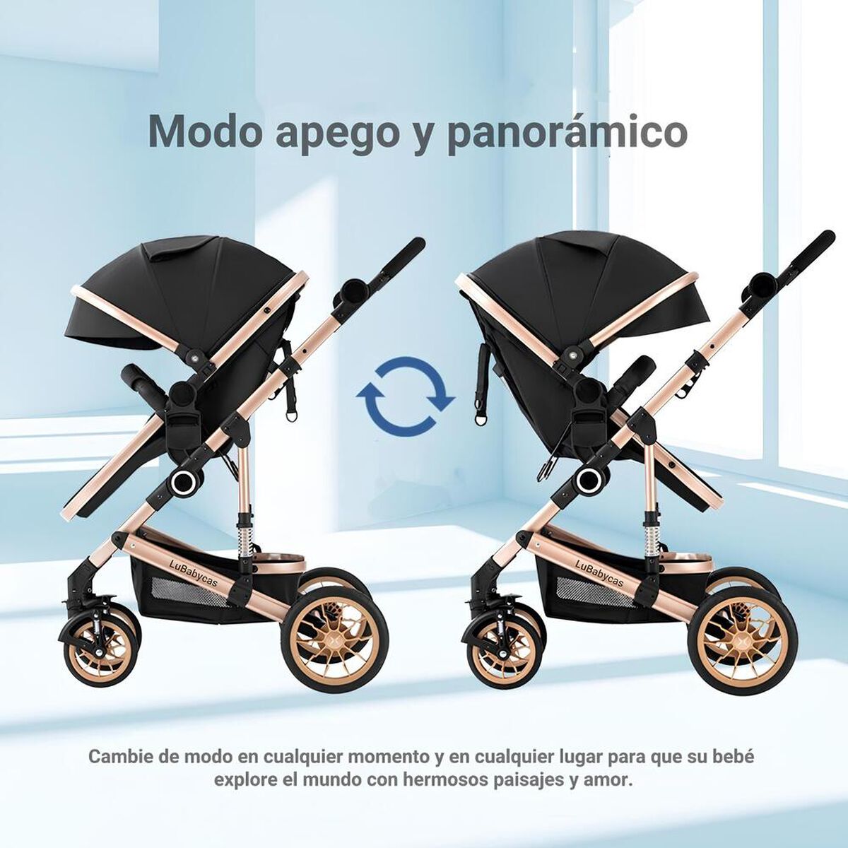 Coche Cuna con Silla Nido y Accesorios LuBabycas Café