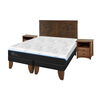 Cama Europea CIC Green Infinity King + 1 Respaldo + 2 Veladores Antique