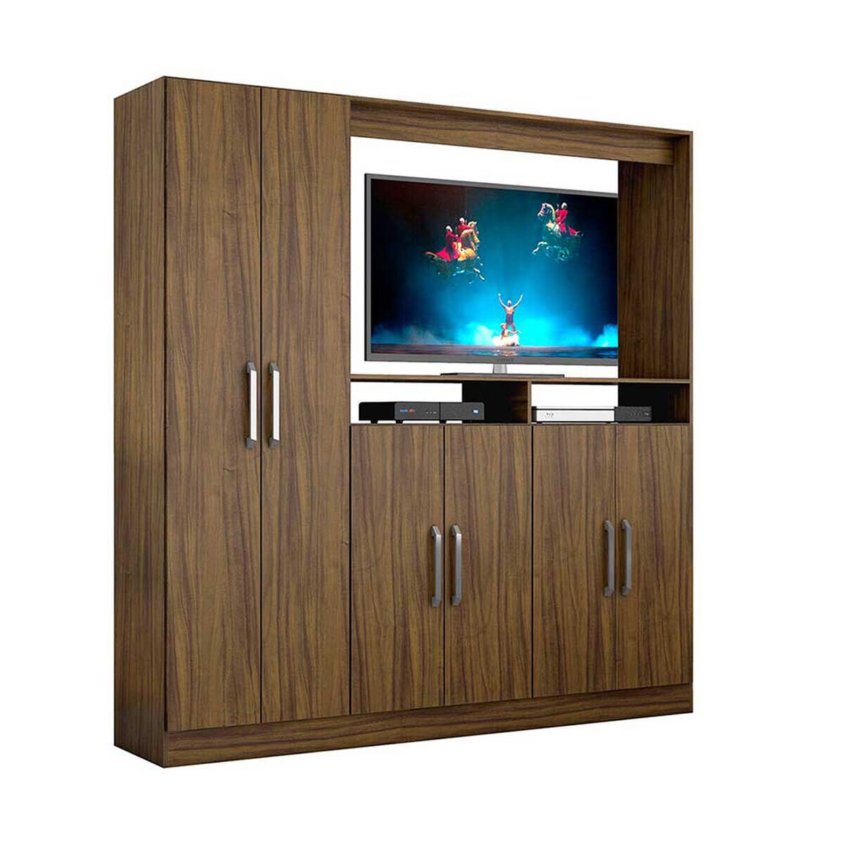 Combo Cama Europea Celta 2 Plazas New Atlantis + Cl&oacute;set TV Casanova + Respaldo + 2 Veladores + Set textiles + Pack 2 Almohadas Celta