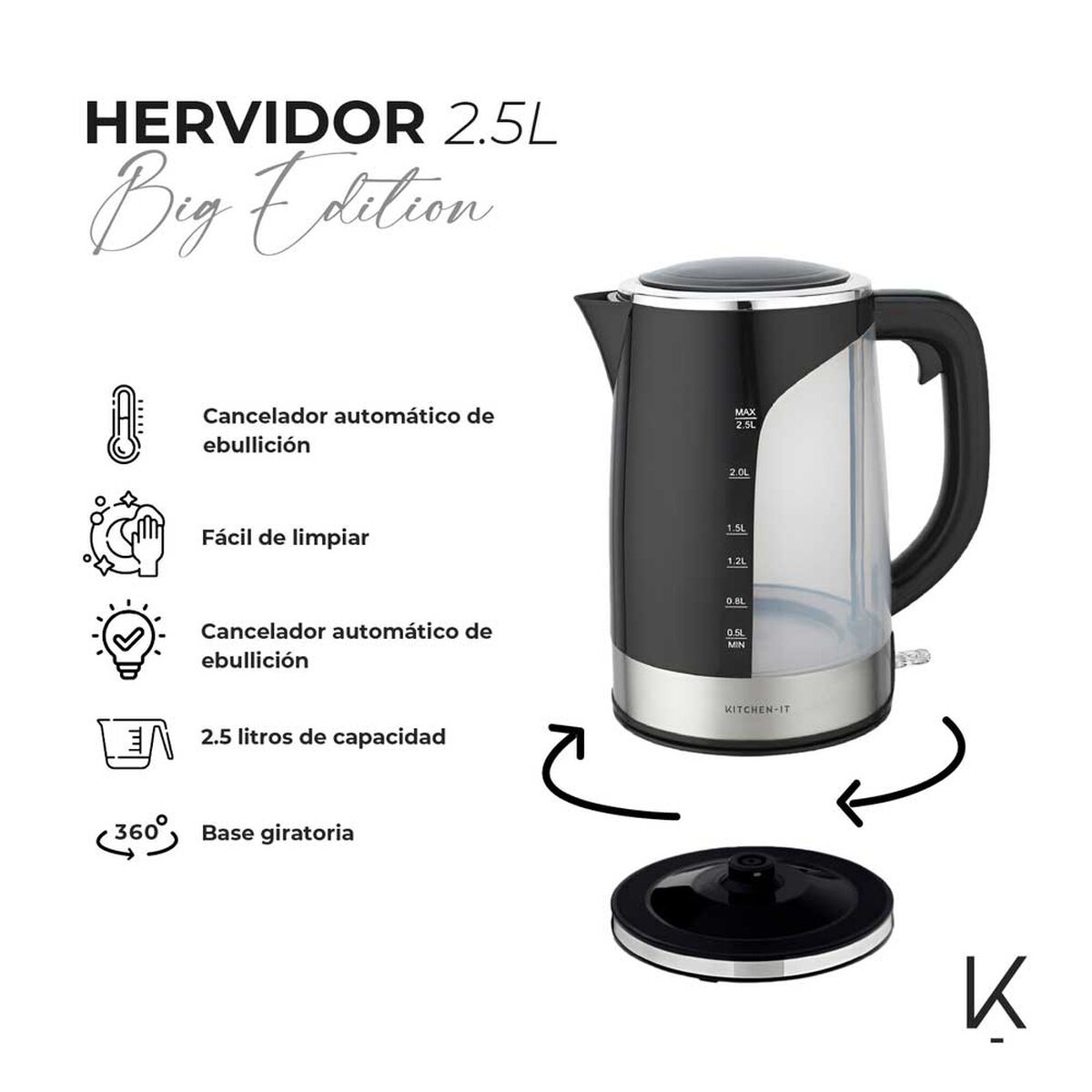 Hervidor Eléctrico Kitchen-it Big Edition 2,5 lts.