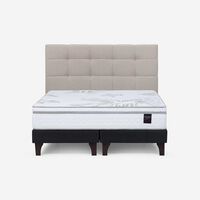 Cama Europea Rosen Base Dividida 2 Plazas Art 4 + Respaldo Niebla