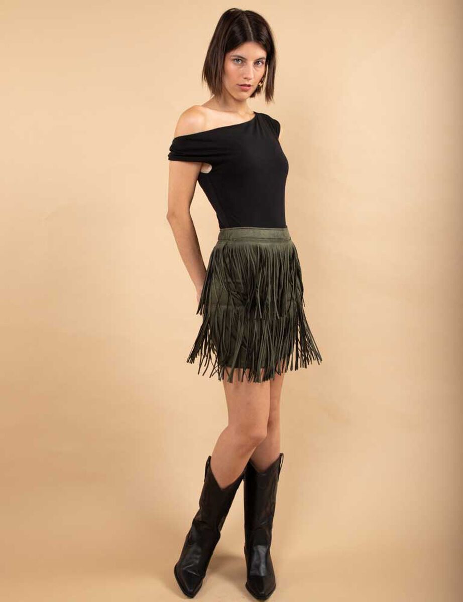 Falda Suede Mini Flecos Mujer Zibel