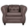Juego de Living Ruzam Mobel Chesterfield Sofá 3 Cuerpos + Dos Sillones 1 Cuerpo PU Chocolate
