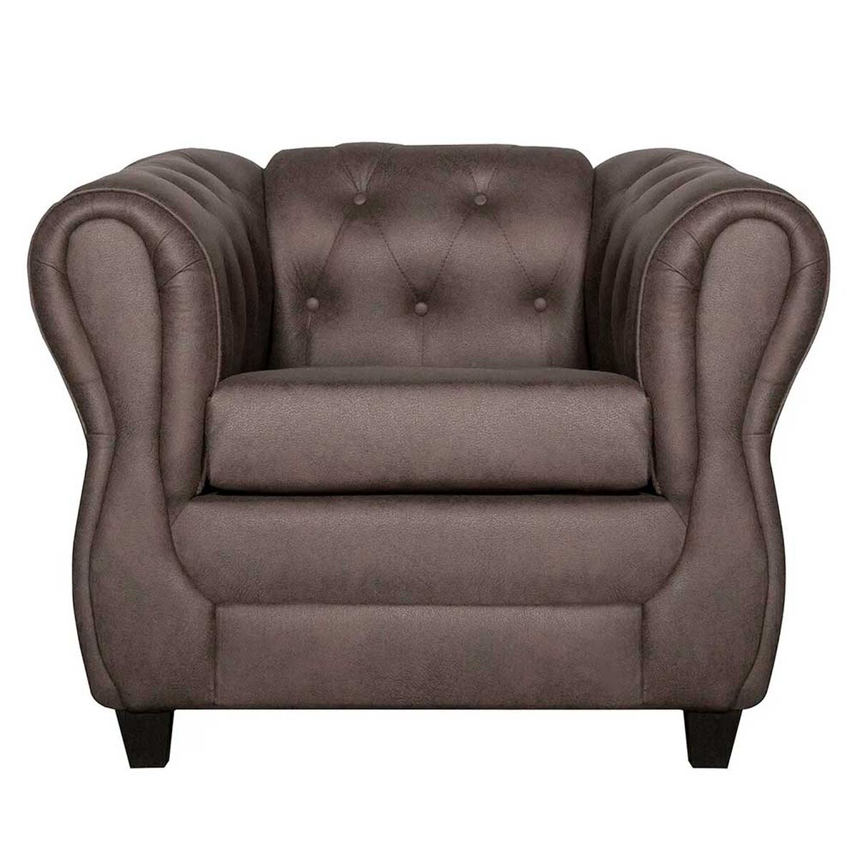 Juego de Living Ruzam Mobel Chesterfield Sofá 3 Cuerpos + Dos Sillones 1 Cuerpo PU Chocolate