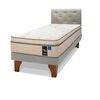 Cama Europea Arena Maximo Cobre 1.5 Pl + Respaldo Almendra
