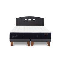Cama Europea CIC Base Dividida 2 Plazas Premium + Respaldo Gales Negro