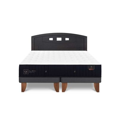 Cama Europea CIC Base Dividida 2 Plazas Premium + Respaldo Gales Negro