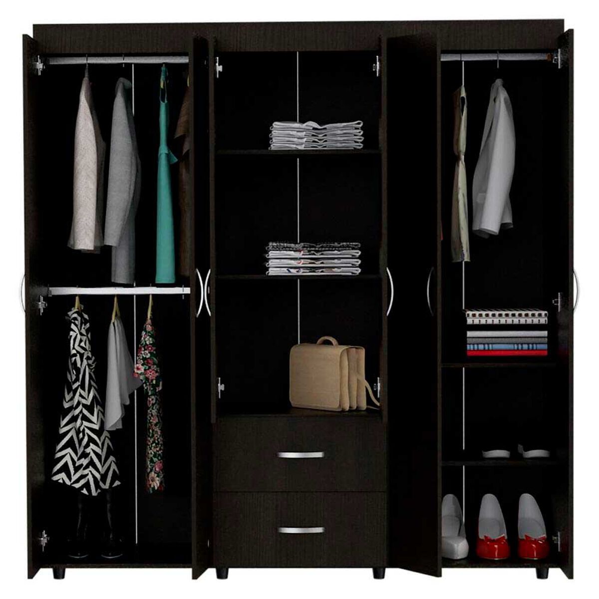 Cl&oacute;set TuHome Bariloche 8 Puertas 2 Cajones Wengue/Negro