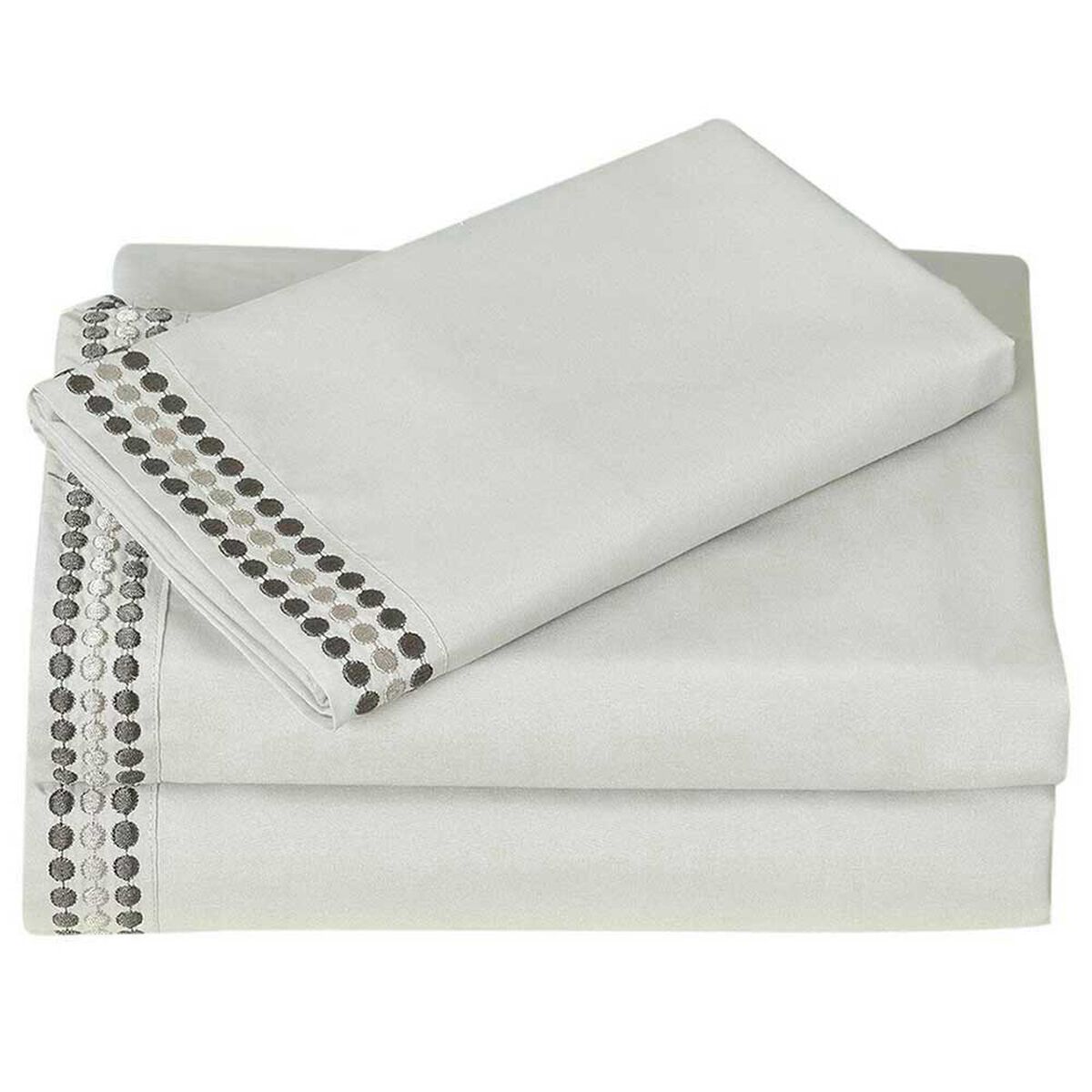 Juego de S&aacute;banas Illusions King Bordada Beige