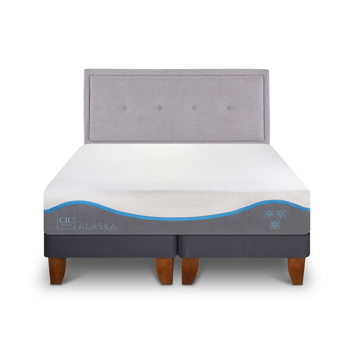 Cama Europea CIC Base Dividida 2 Plazas Alaska + Respaldo
