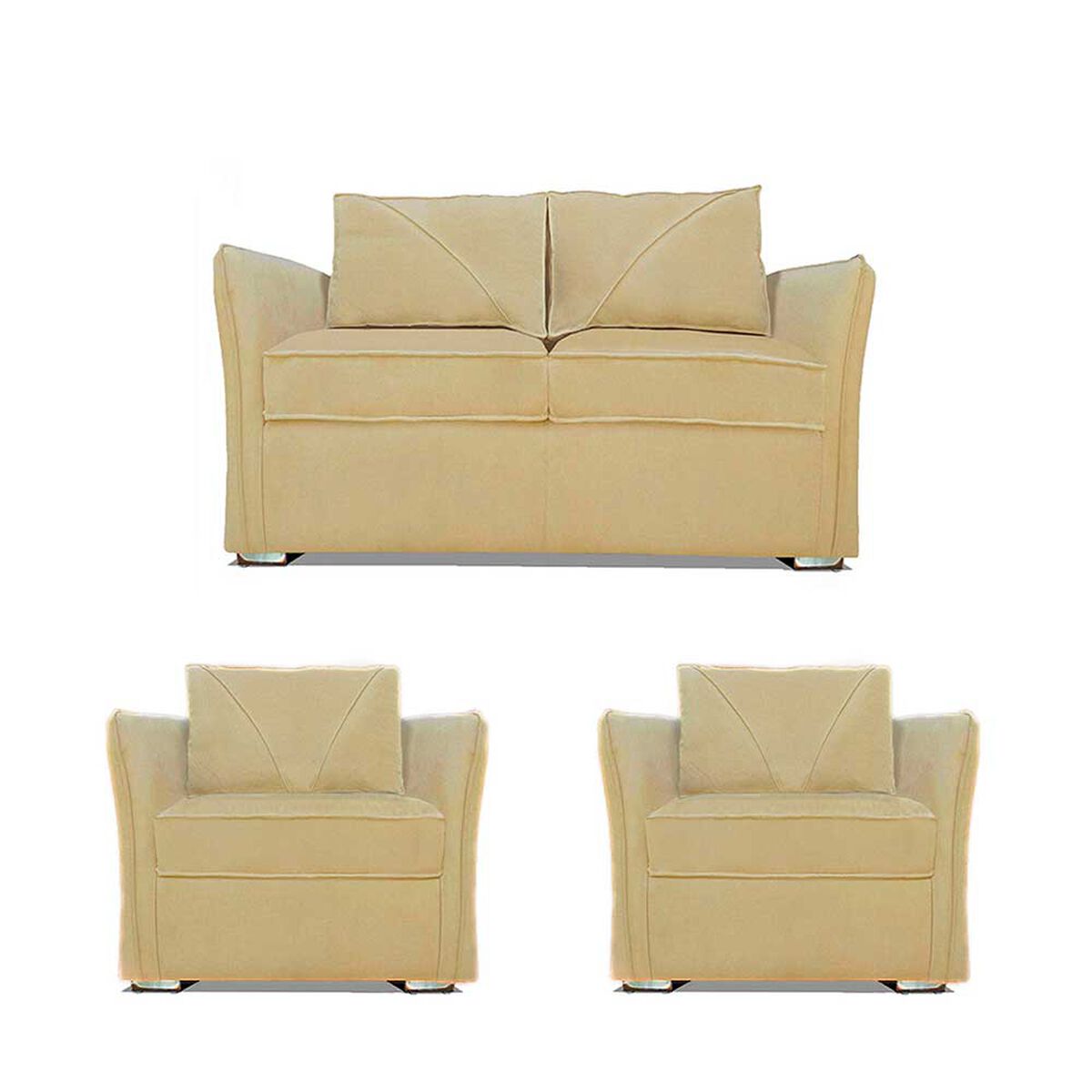 Juego de Living Elegant Detail Atlanta Sofá 2 Cuerpos + Dos sillones 1 Cuerpo Beige