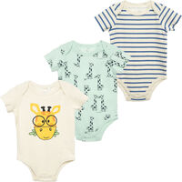 Pack 3 Body Manga Corta Bebo Chess Baby Azul Claro, Blanco