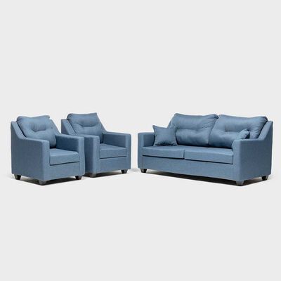Juego de Living Almore Noruega Sofá 3 Cuerpos + Dos Sillones 1 Cuerpo Azul