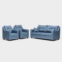 Juego de Living Almore Noruega Sofá 3 Cuerpos + Dos Sillones 1 Cuerpo Azul