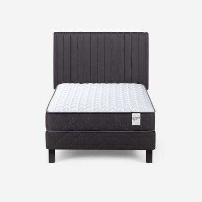 Cama Europea Rosen 1,5 Plazas Wave + Respaldo + Velador Lucio Grafito