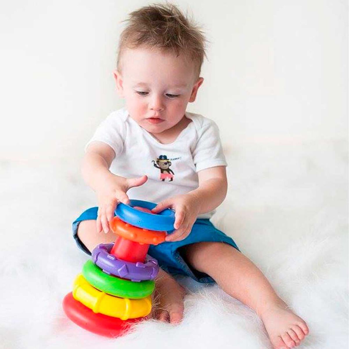 Torre de Bloques para Apilar y Encajar Multicolor Playgro