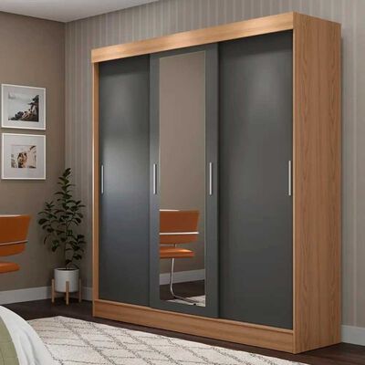 Clóset Decocasa Mallorca 3 Puertas Carvalho-Gris