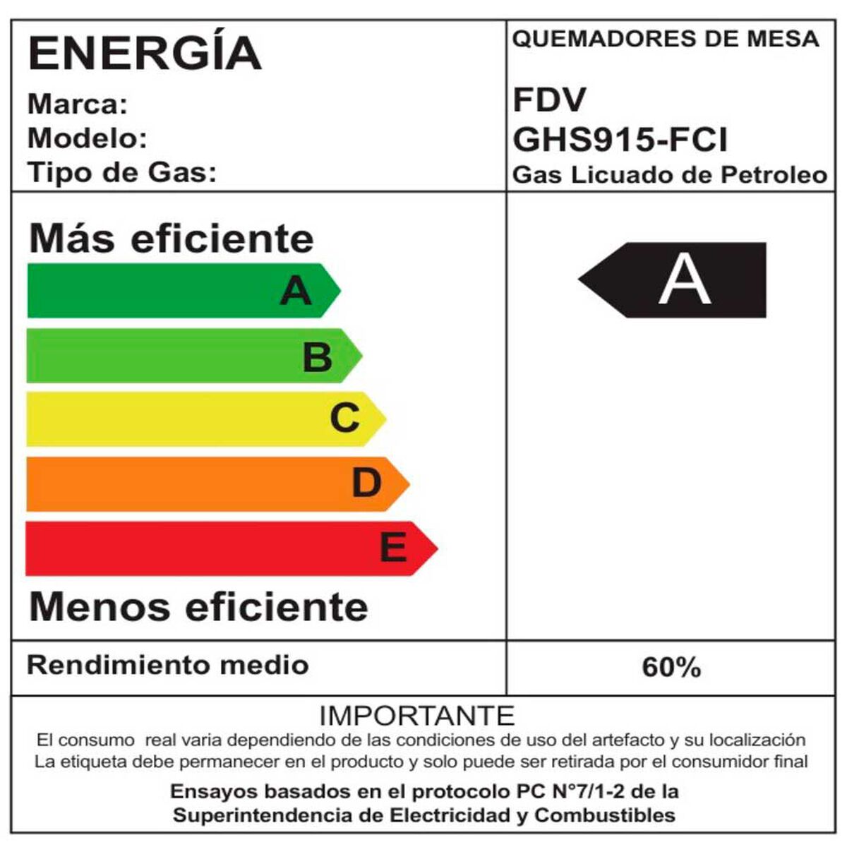 Encimera a Gas FDV Signature 90 5 Quemadores Negro