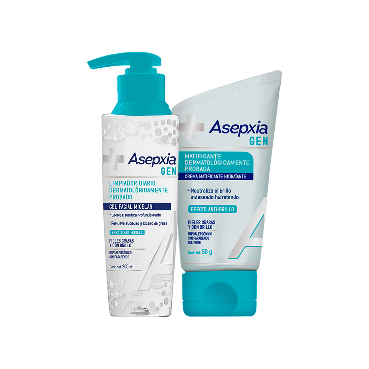 Pack Asepxia Gen 1 Gel Facial Micelar + 1 Crema Matificante