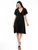 Vestido Midi Liso Manga Corta Vuelos Mujer Zibel
