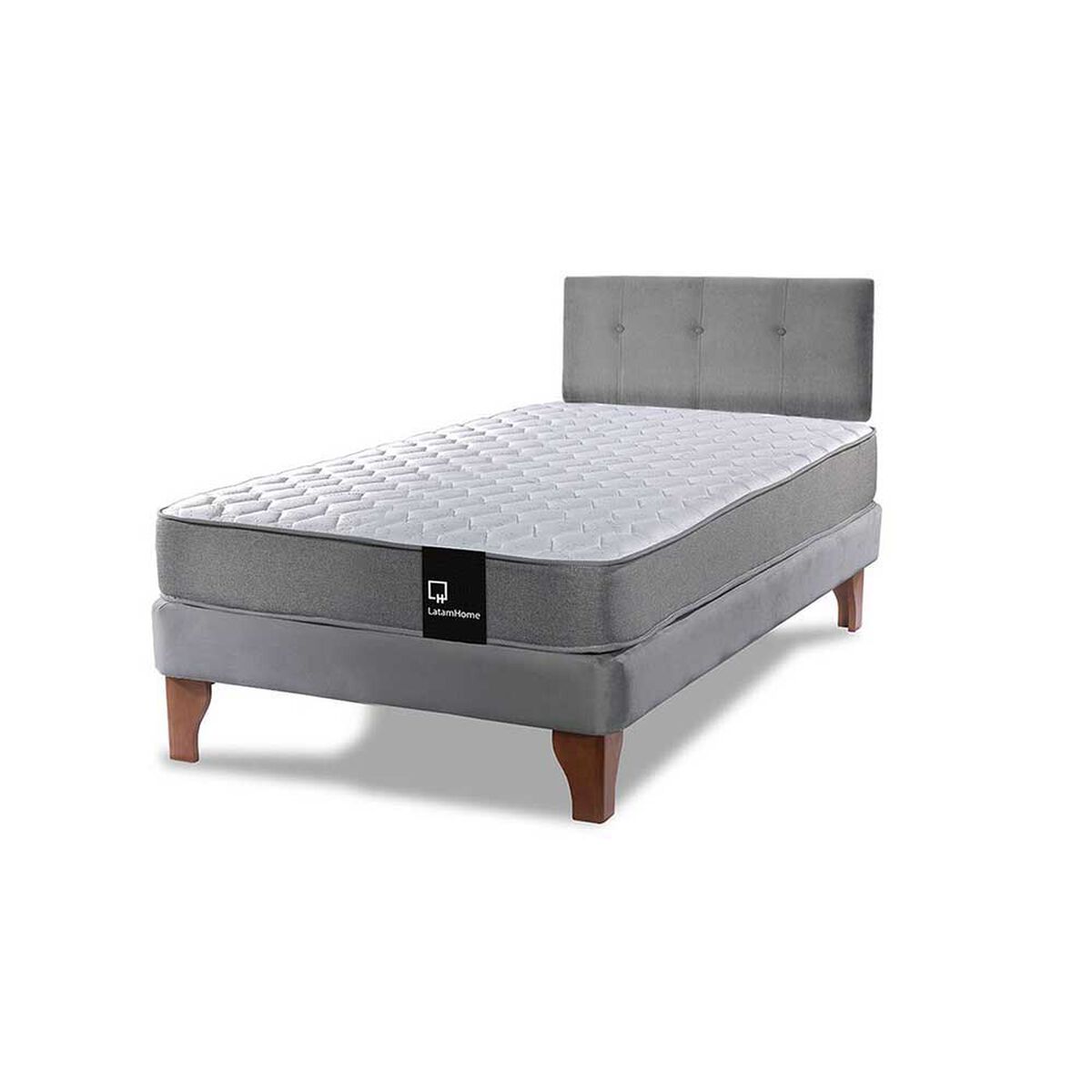 Cama Europea Latam Home 1,5 Plazas Zen Best Gris