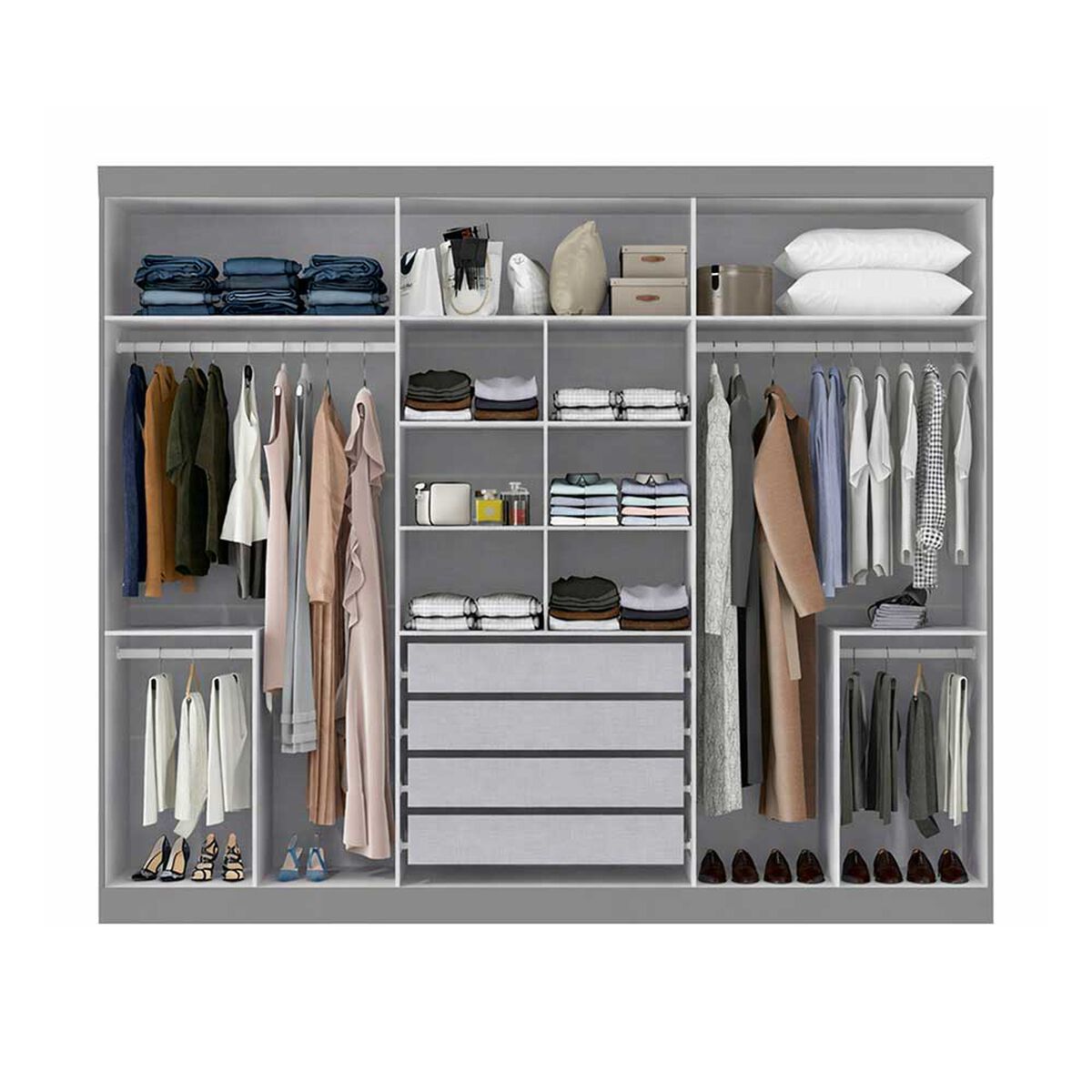 Closet Di Poretti Design Titanium 6 Puertas 4 Cajones Gris