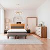 Combo Cama Europea CIC Base Dividida 2 Plazas Balance + Cl&oacute;set Casanova Fit 2 Puertas Correderas Jequitiba Blanco + C&oacute;moda Casanova Charlotte Nogal 8 Cajones + Respaldo 2 Plazas + 2 Veladores Casanova Caroline Natural