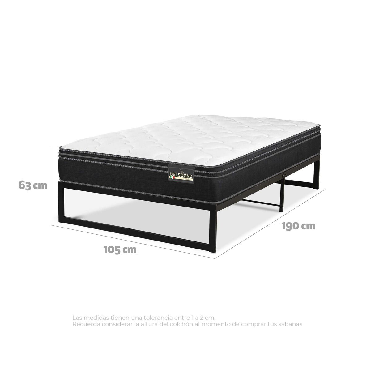 Cama Europea Belsogno 1,5 Plazas Premium