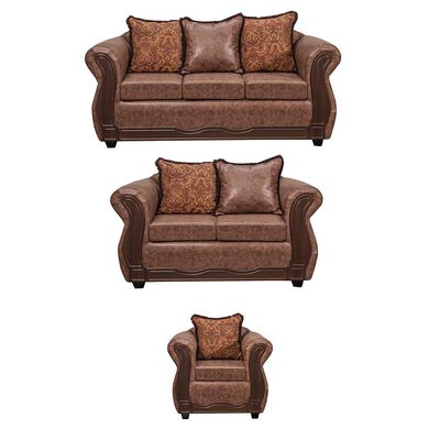 Imagen 1 del producto Juego de Living Black Factory Sofia Sofá 3 Cuerpos + Sofá 2 Cuerpos + Sillón 1 Cuerpo Café