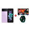 Combo Celular Samsung Galaxy Z Flip3 5G 128GB Lavender + LED 55" UN55AU7090 Smart TV 4K Ultra HD 2022 + Smartwatch Galaxy Watch4 44mm Green